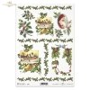 Santa Claus and children's presents, Christmas decorations, Christmas wreaths, scarves, decorations, accompanying Christmas